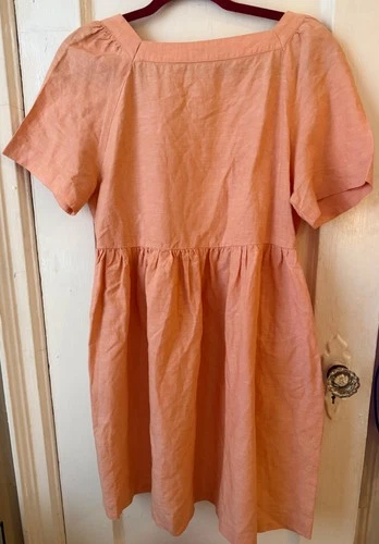 MADEWELL Linen Blend Allie Mini Dress M Peach/Pastel Orange - photo 2