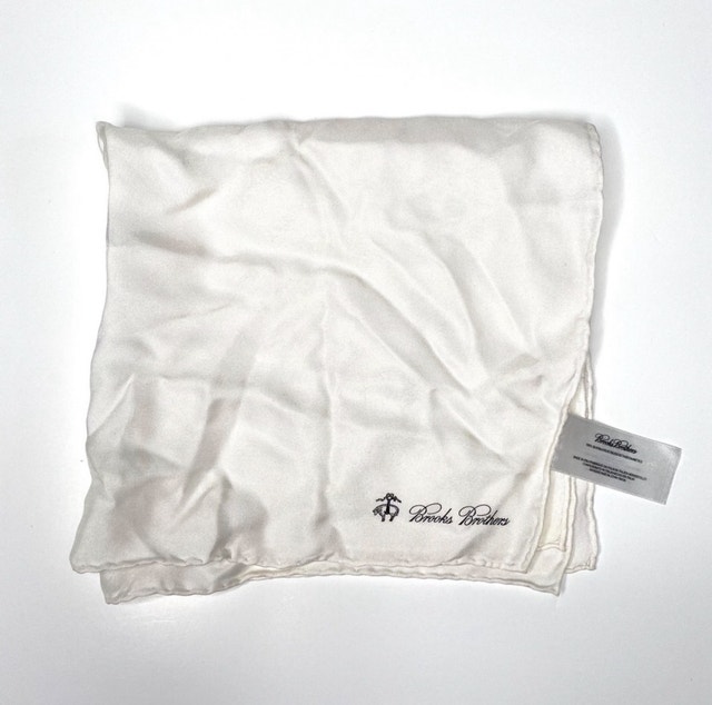 Brooks Brothers Hand-Rolled White Silk Pocket Square