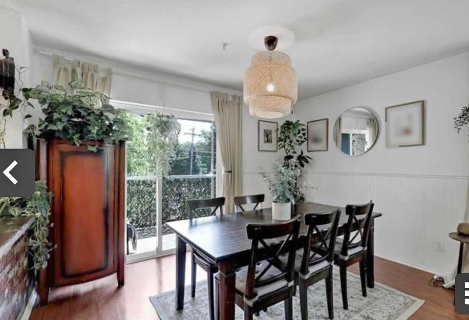 Wood dining table and chairs