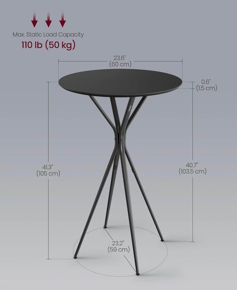 VASAGLE Bar Table – Round Cocktail / High Pub Table (New in Box) - photo 4