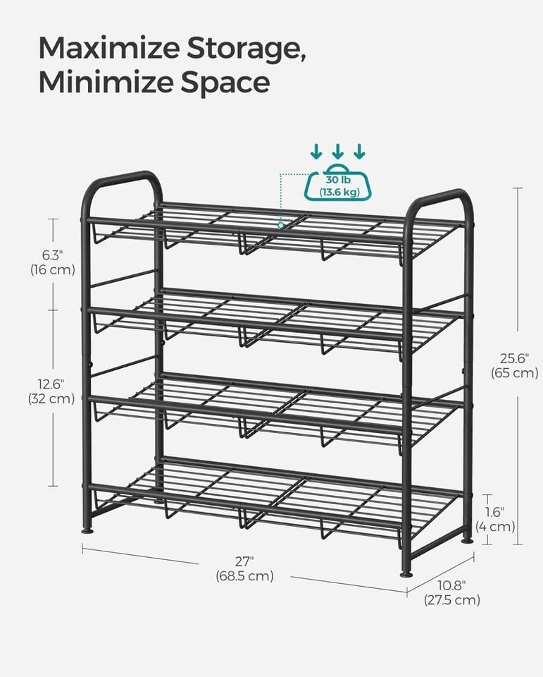 SONGMICS Stackable Shoe Rack – 4-Tier | New - photo 2