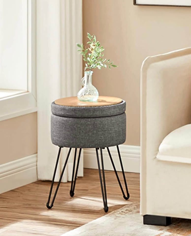 SONGMICS Vanity Stool with Storage – Slate Gray | New in Box