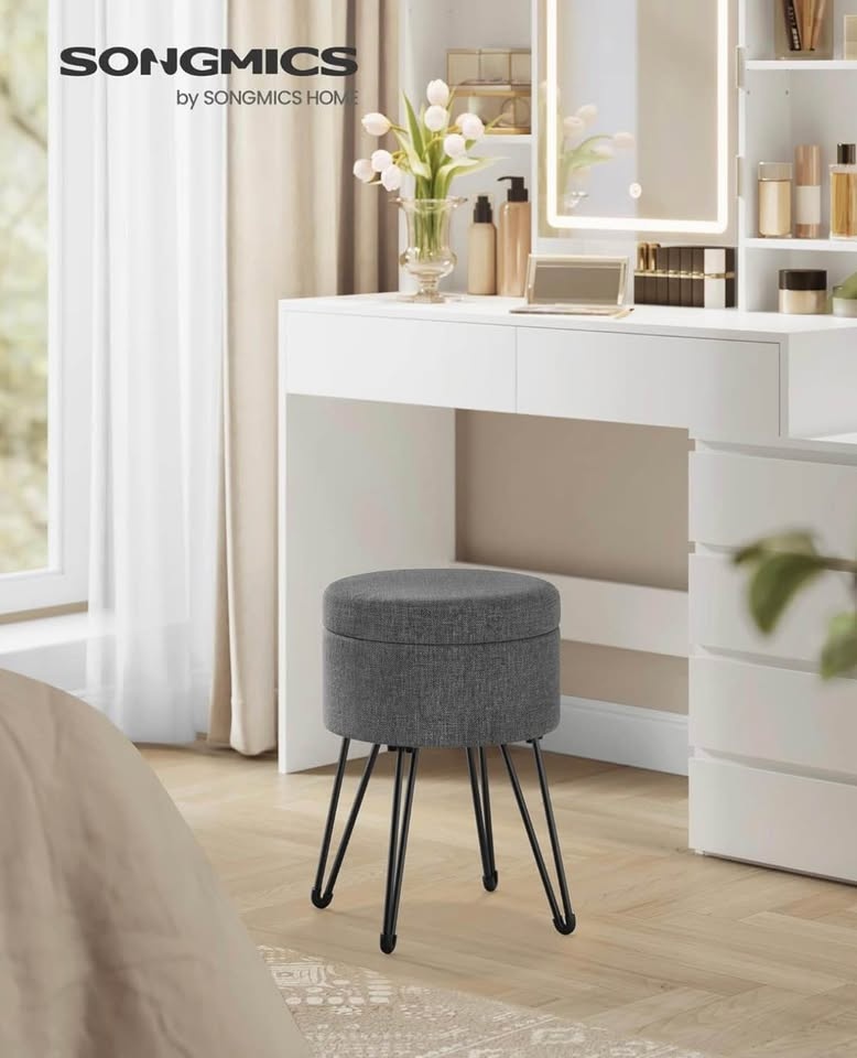 SONGMICS Vanity Stool with Storage – Slate Gray | New in Box - photo 3