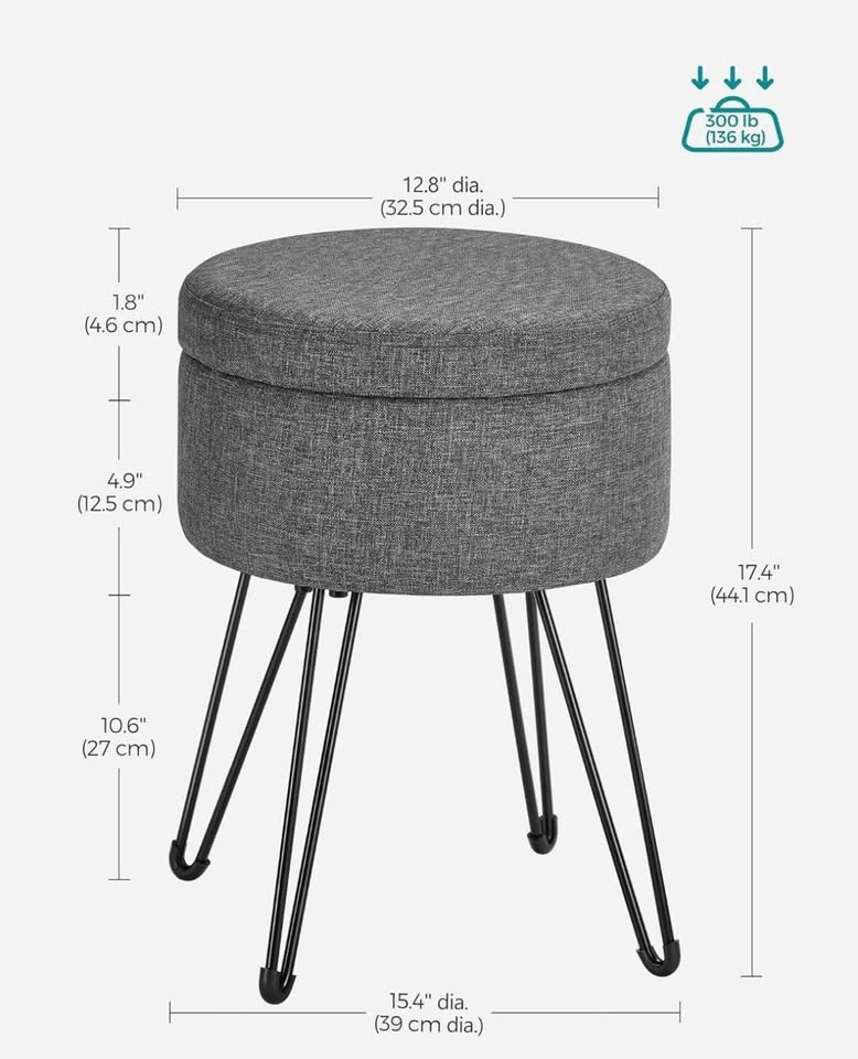 SONGMICS Vanity Stool with Storage – Slate Gray | New in Box - photo 4