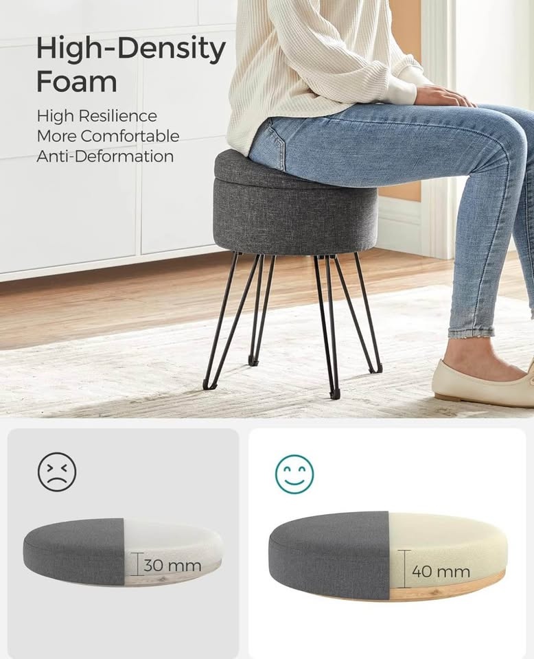 SONGMICS Vanity Stool with Storage – Slate Gray | New in Box - photo 5