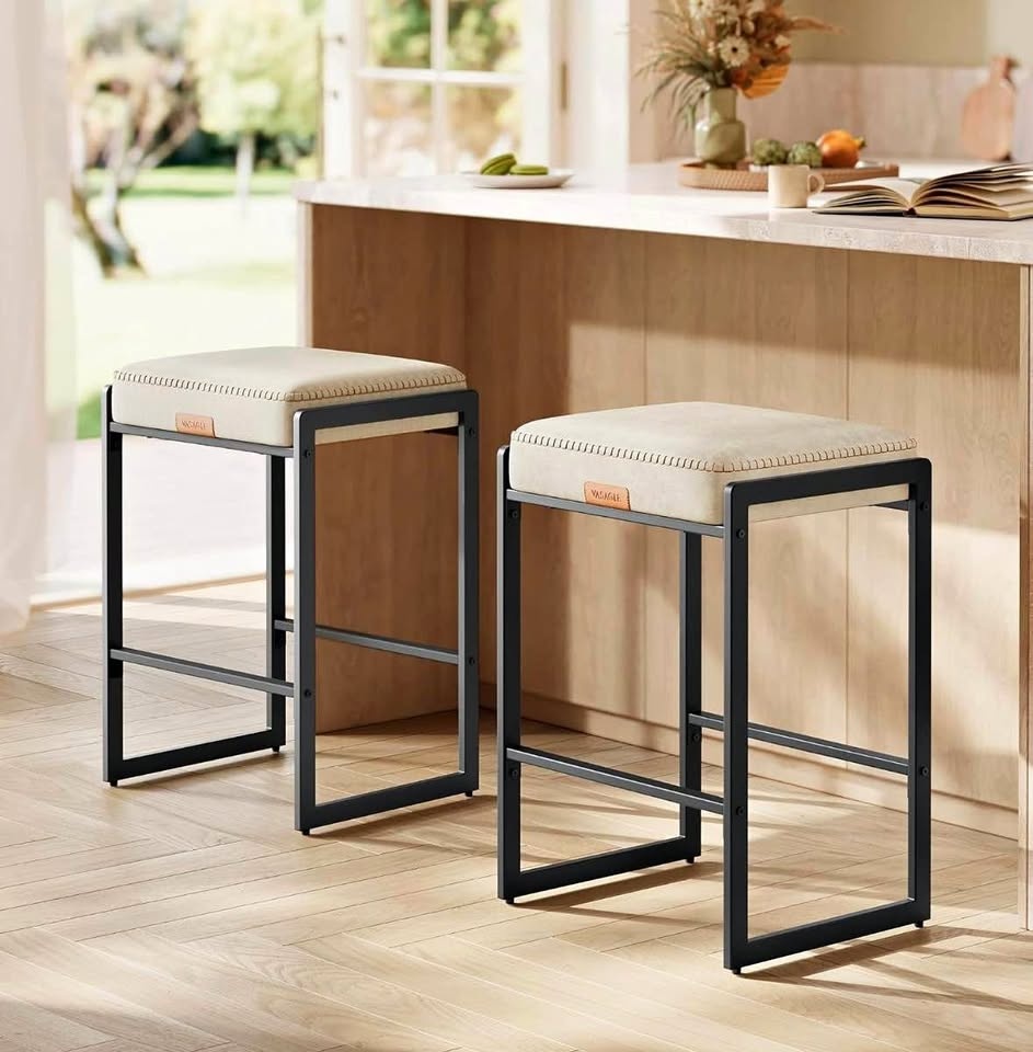 VASAGLE EKHO Bar Stools - Set of 2 Cream White (NEW)