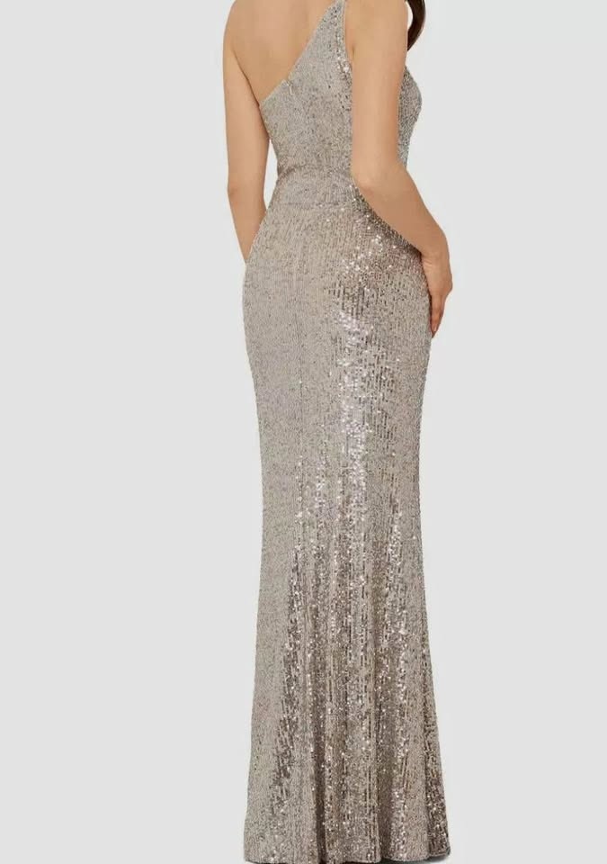 Silver Sequinned Long Dinner Dress