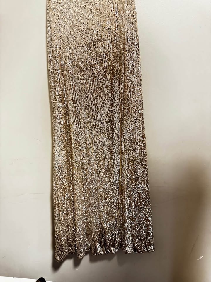 Silver Sequinned Long Dinner Dress - photo 4