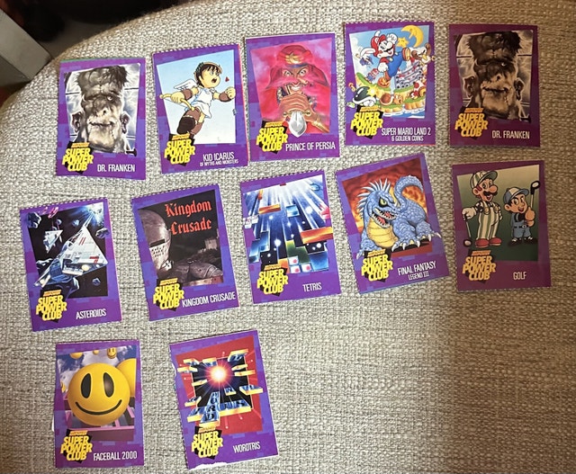 12 purple Super Nintendo cards