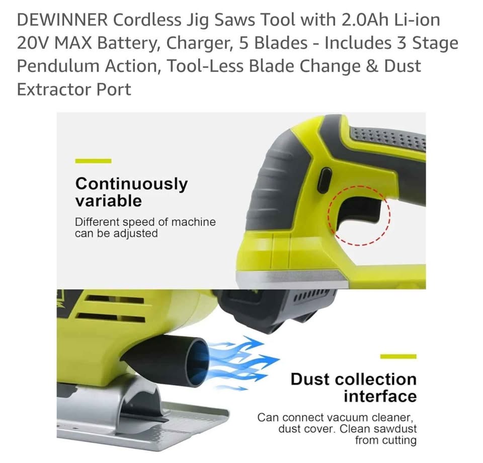DEWINNER Cordless Jig Saw with Battery - photo 4