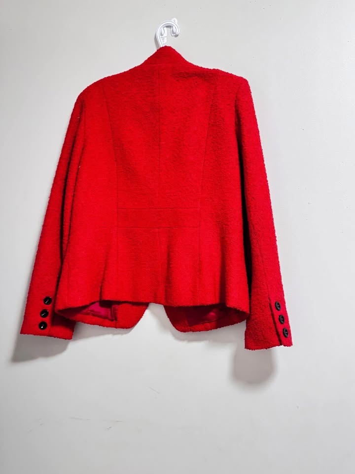 Anne Klein Women’s Red Popcorn Knit Peacoat Size 14 EUC - photo 2