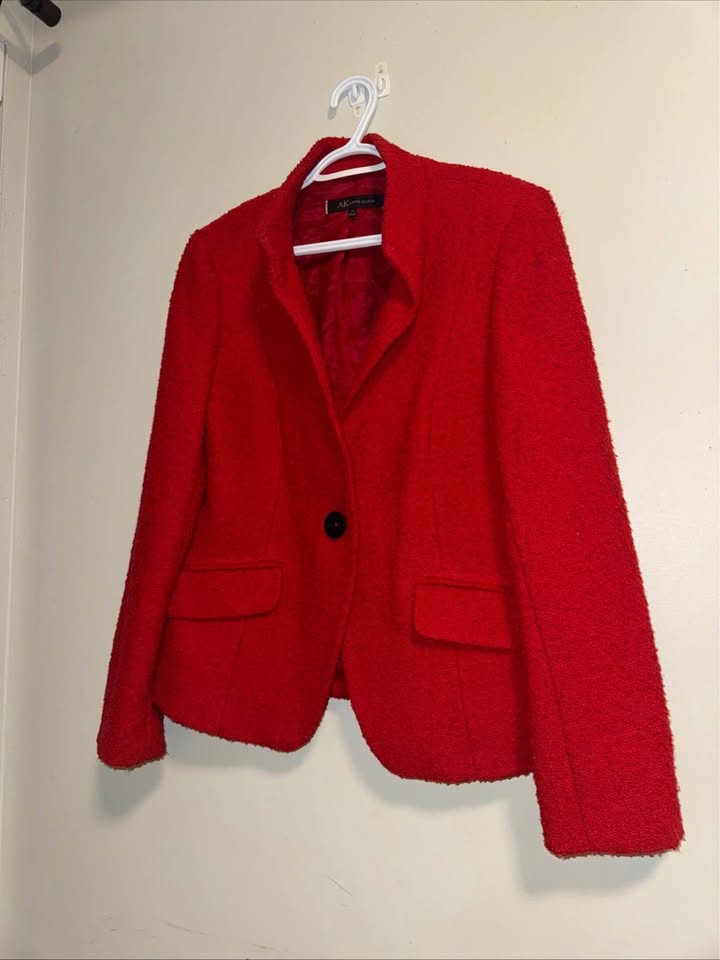 Anne Klein Women’s Red Popcorn Knit Peacoat Size 14 EUC - photo 4