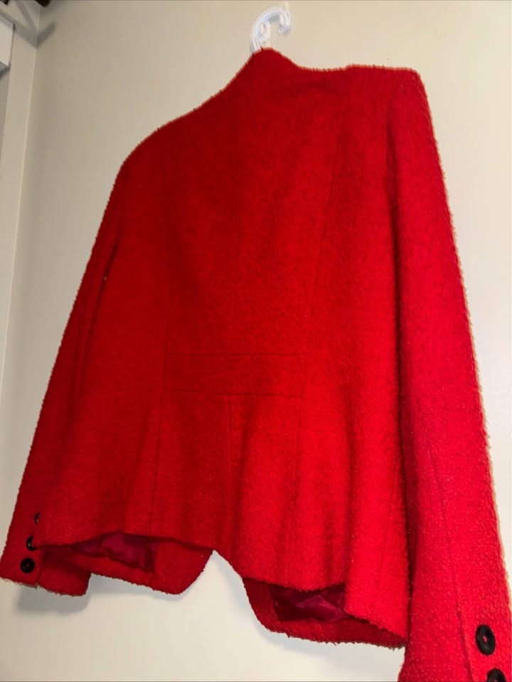 Anne Klein Women’s Red Popcorn Knit Peacoat Size 14 EUC - photo 5