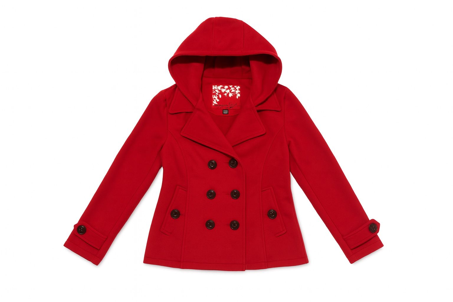 Sebby Collection Women’s Red Hooded Peacoat – Size Medium - photo 4