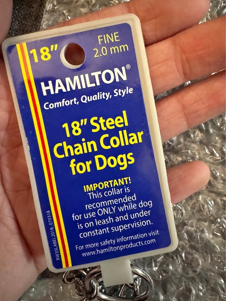 Hamilton Fine Choke Chain Dog Collar, 18-Inch, fine 2.0 mm