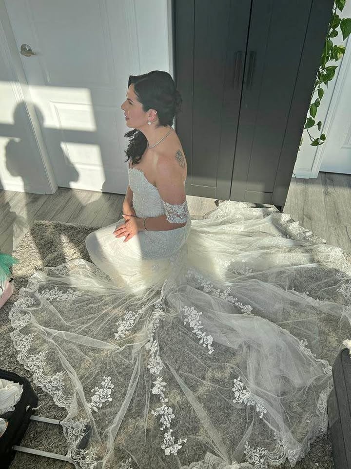 Stunning white lace wedding