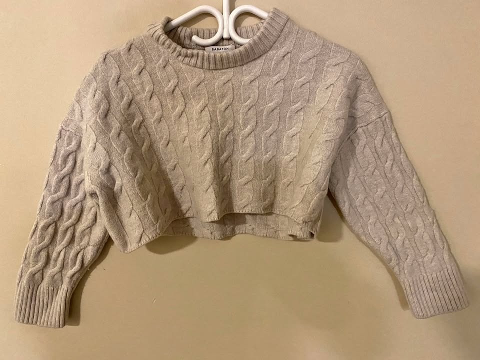 Babaton (Aritzia) Cropped Cable Knit Sweater – Very Good Conditi