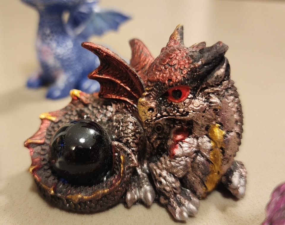Collection of 5 Fantasy Dragon Figurines with Glass Orbs - photo 5