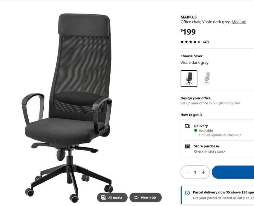 IKEA MARKUS Office Chair - Dark Gray / Mesh Back - photo 4