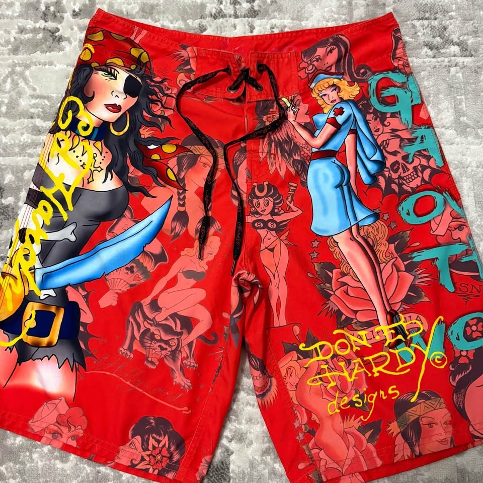 ED HARDY SURF OR DIE GIRLS OVER THE WORLD BOARD SHORTS - photo 2