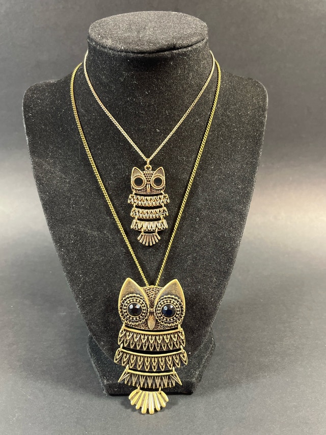 Mom and daughter Owl Necklace