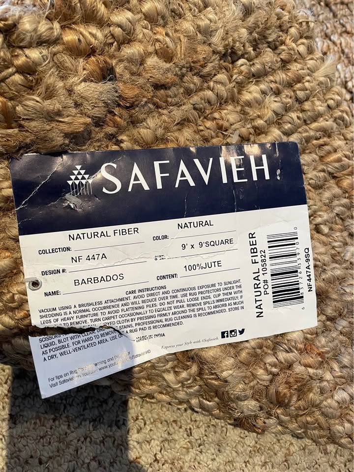 Huge Safavieh Natural Jute Rug — 9′×9′ Square — Coastal/Boho Sty - photo 4