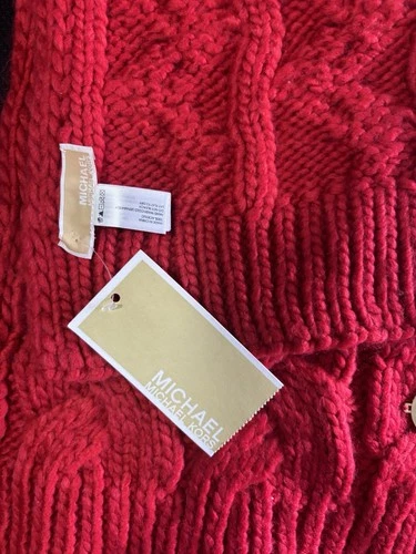 MICHAEL KORS Cable-Knit Braided Scarf Crimson - photo 2