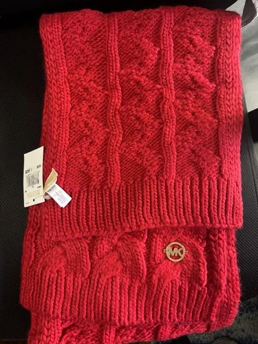 MICHAEL KORS Cable-Knit Braided Scarf Crimson - photo 3