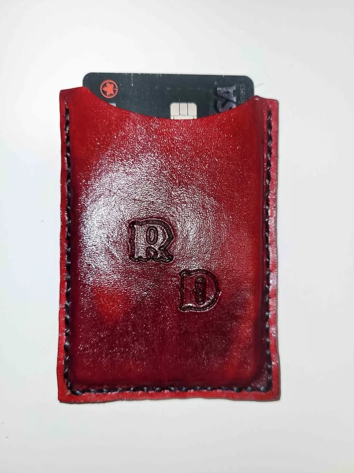 Handmade leather card holder.