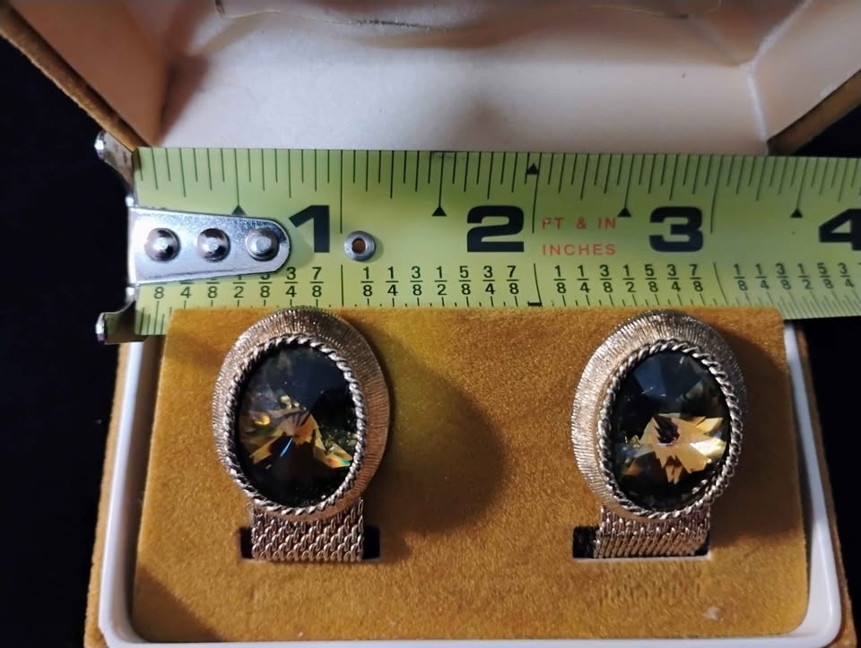 MEN'S SWANK CUFF LINKS GOLD TONED MULTI COLORED STONES W/ ORIGIN - photo 3