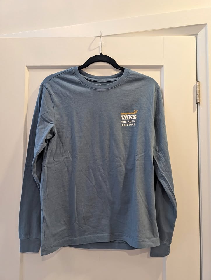 Vans Womens Long Sleeve Shirt- Blue, Gold, White- Size Small