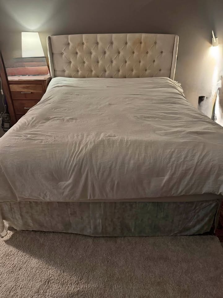 Queen Size Bed frame, head board, mattress and mattress box