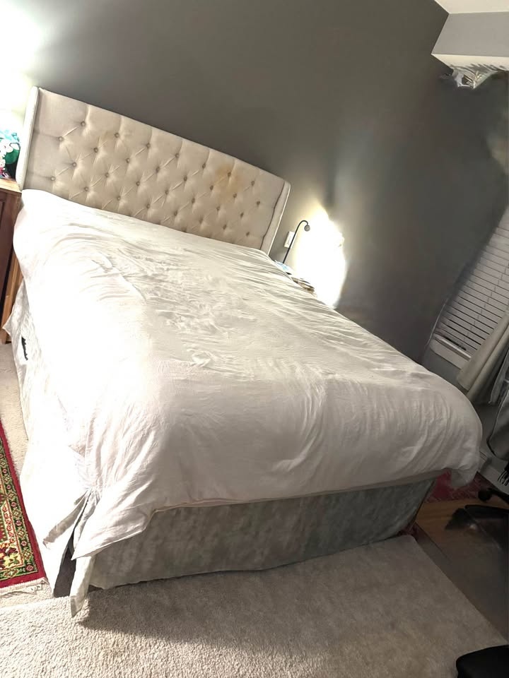 Queen Size Bed frame, head board, mattress and mattress box - photo 2