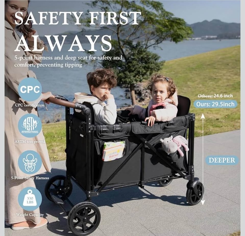 2-Seater Stroller, Outdoor Off-Road Baby Stroller