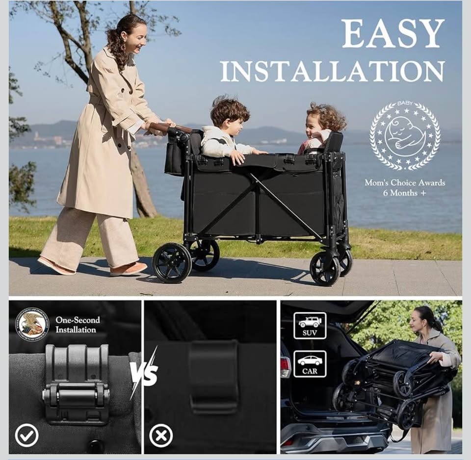 2-Seater Stroller, Outdoor Off-Road Baby Stroller - photo 2
