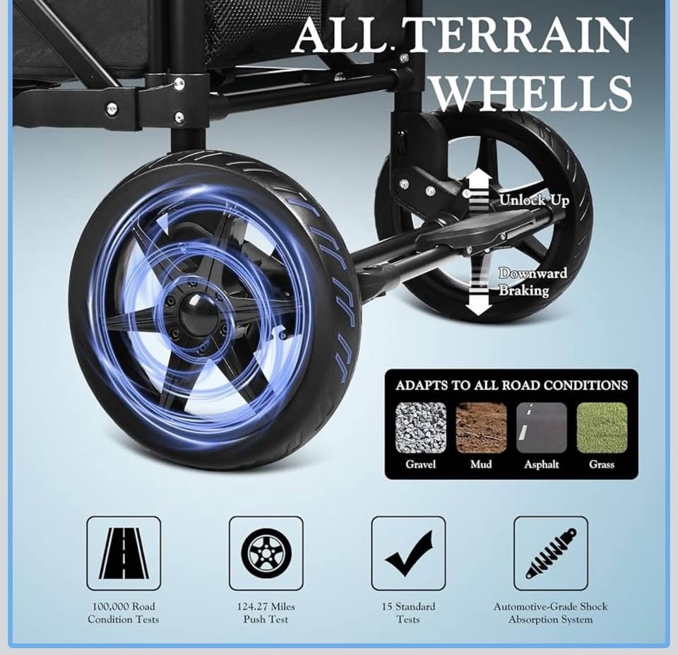 2-Seater Stroller, Outdoor Off-Road Baby Stroller - photo 3