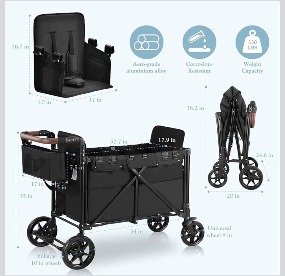 2-Seater Stroller, Outdoor Off-Road Baby Stroller - photo 4