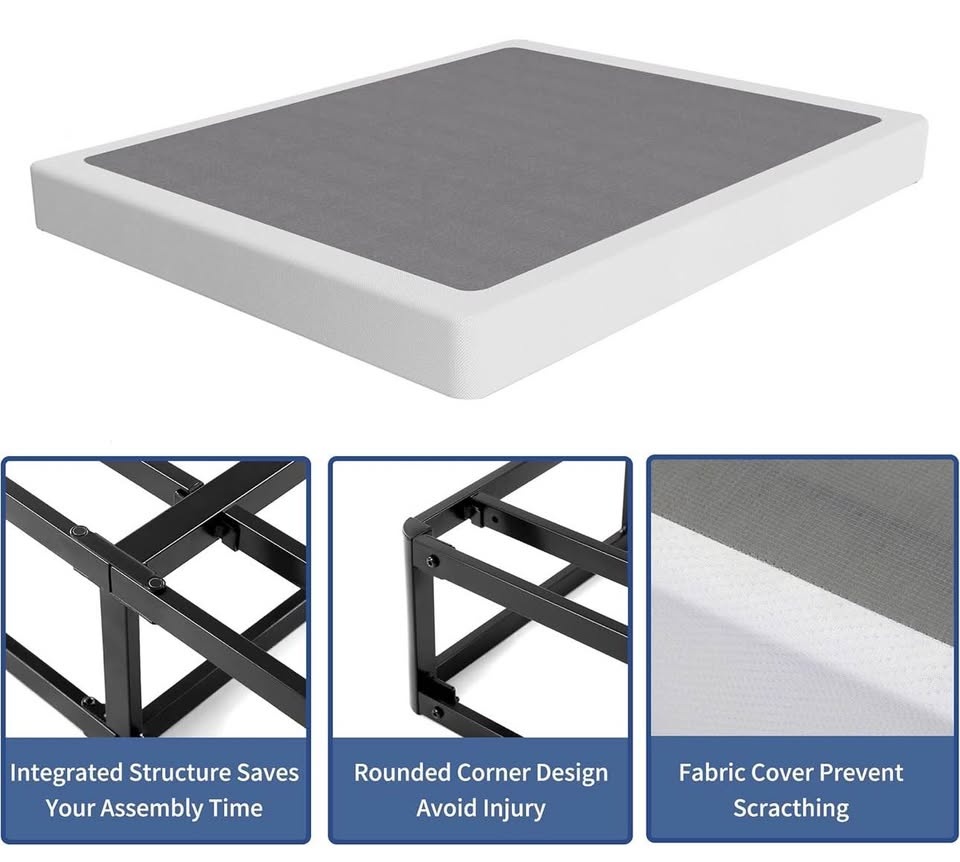 7-inca box spring, low-profile metal mattress base 80”x76”x7” - photo 3