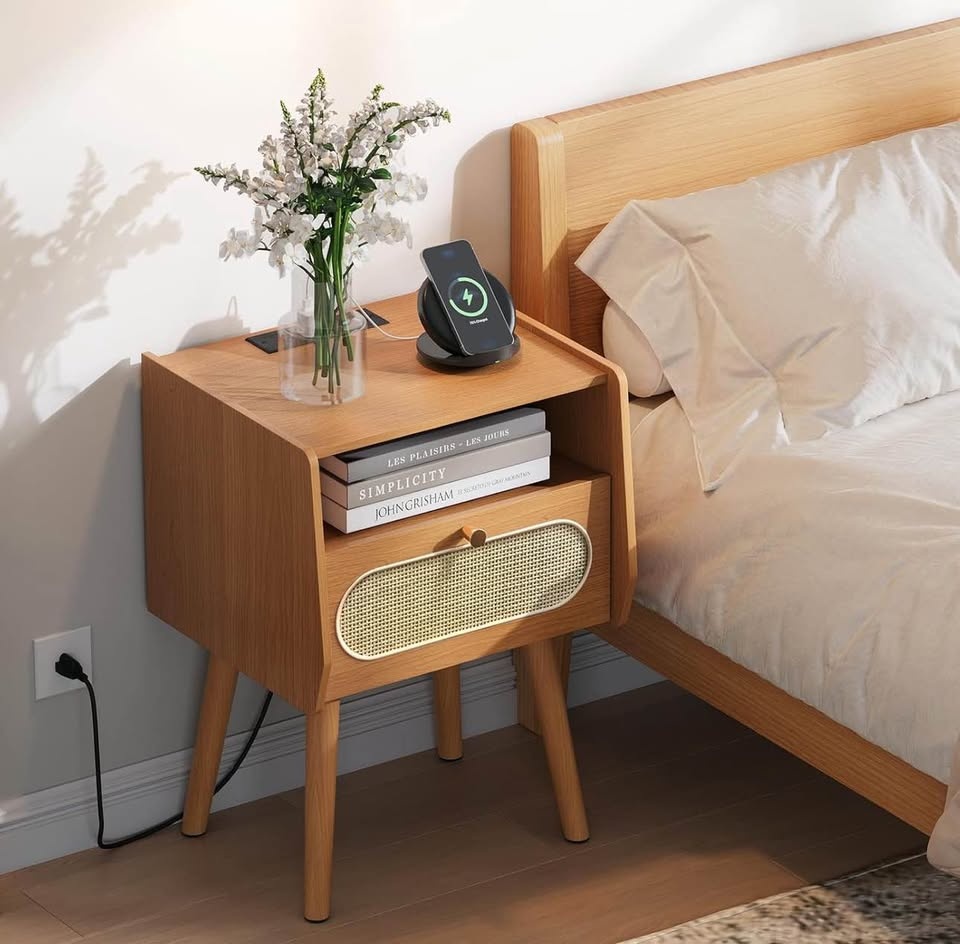 Set of 2 rattan bedside tables - photo 2