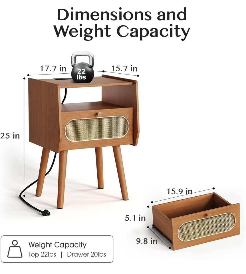 Set of 2 rattan bedside tables - photo 4