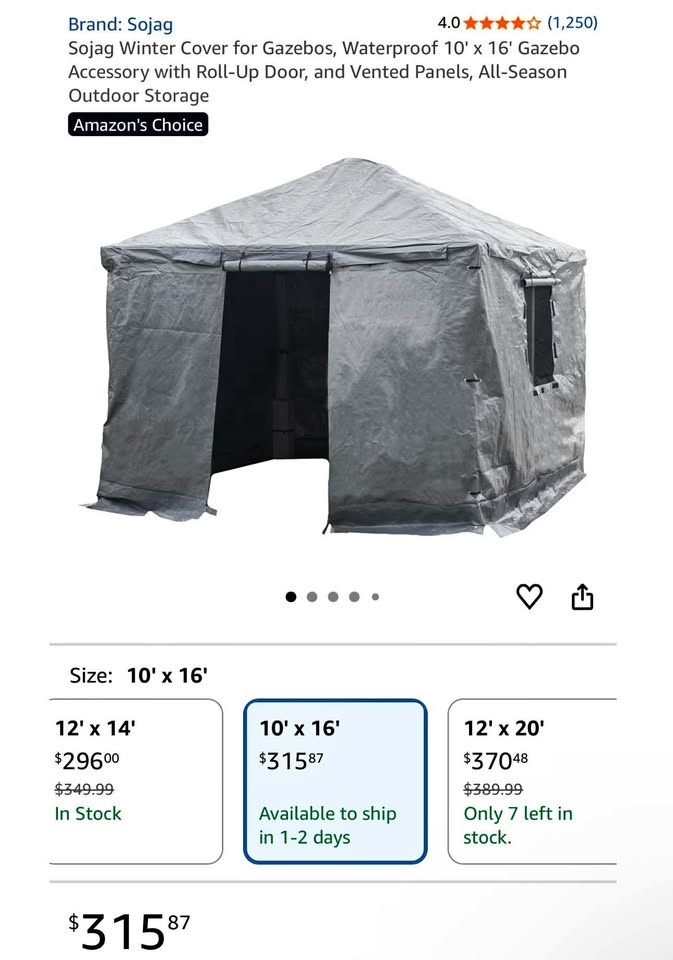 Sojag Winter Cover for 10’ x 16’ Gazebo – Waterproof, Roll-Up Do
