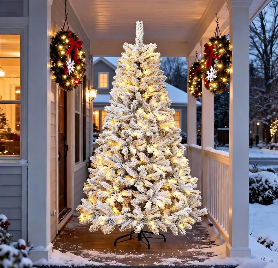 Northroad 5ft Pre-lit Flocked Christmas Tree – 200 Lights