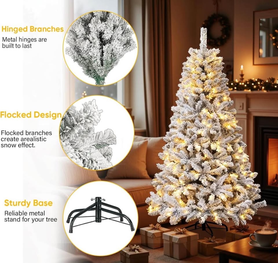 Northroad 5ft Pre-lit Flocked Christmas Tree – 200 Lights - photo 3