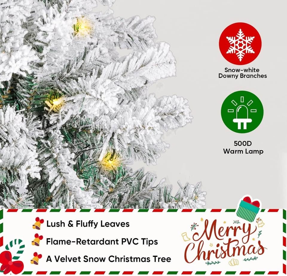 Northroad 5ft Pre-lit Flocked Christmas Tree – 200 Lights - photo 4