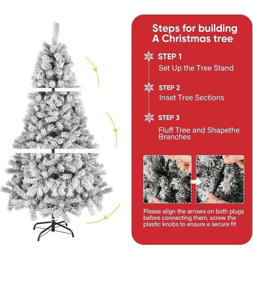 Northroad 5ft Pre-lit Flocked Christmas Tree – 200 Lights - photo 5
