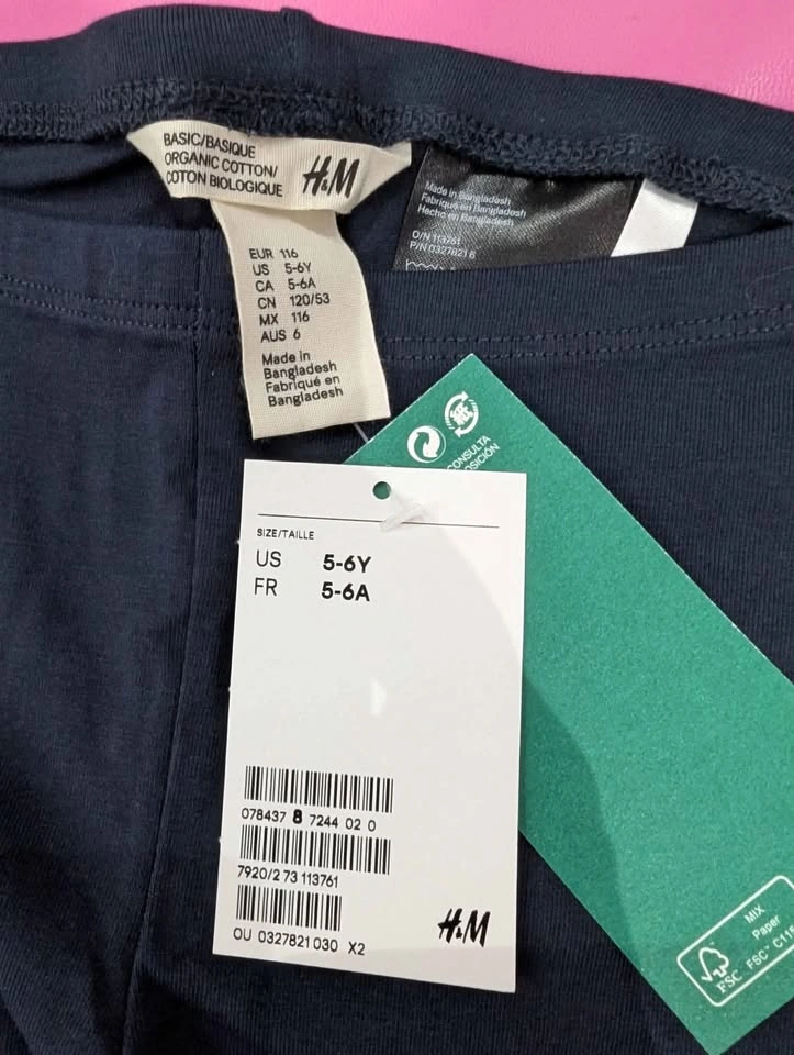 Brand New girls navy blue leggings size 5-6 - photo 2