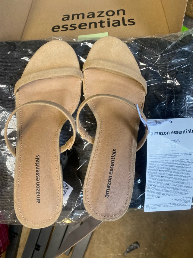 Amazon Essentials Women's Thin Two Strap Heeled Slide Sandal