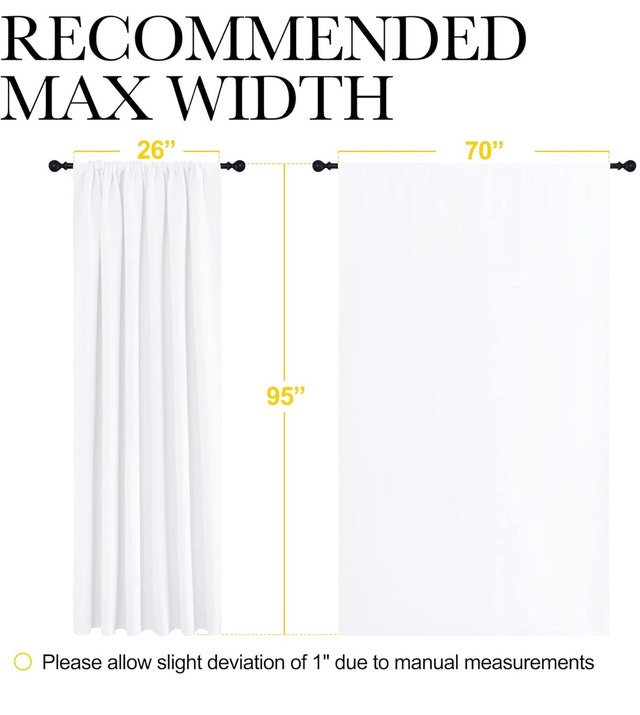 2 Pcs NICETOWN White Blackout Curtain 70" x 95" - photo 4