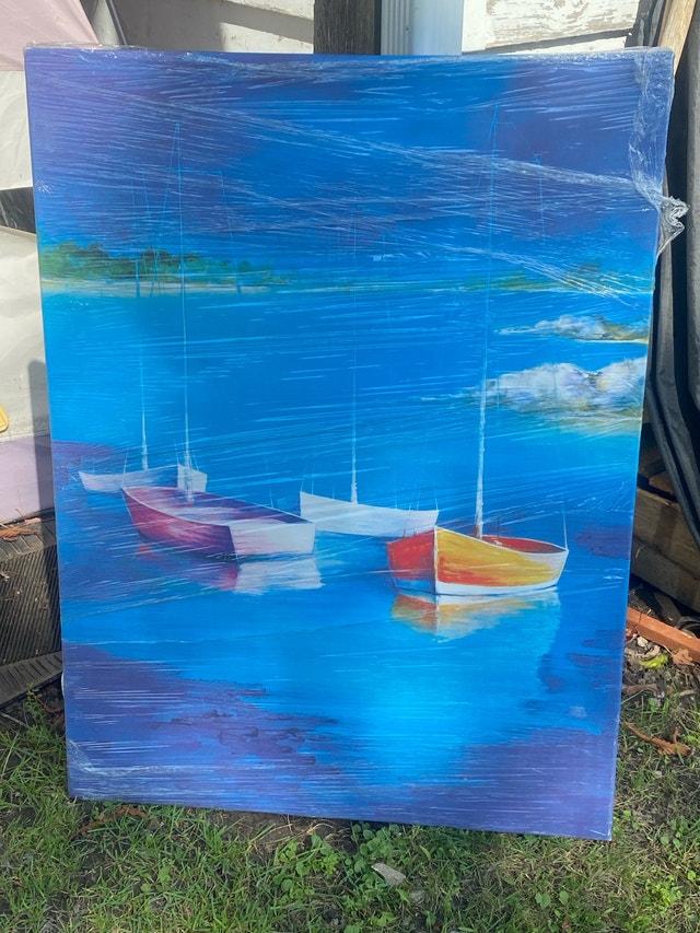 " Coastal Sailboats " Painting Print 36”x 24” - photo 2