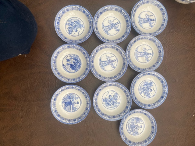 56 PCs Vintage Blue and White Porcelain Dinnerware Set - photo 3